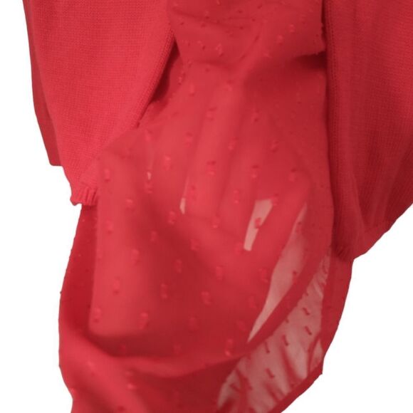 Lucky Brand Sweater S Red Layered Chiffon Long Sleeve Pullover Swiss Dot Flowy. - Picture 14 of 16